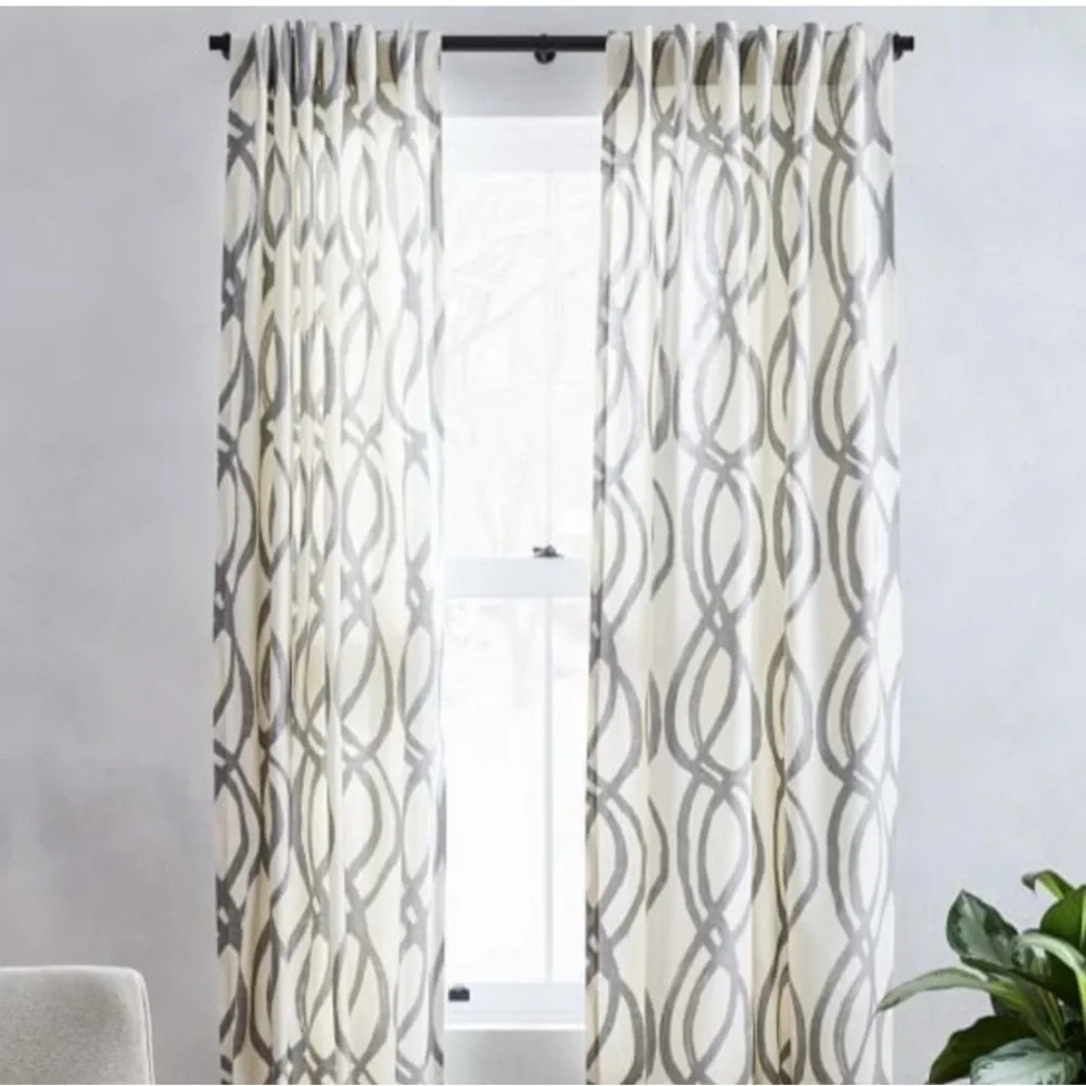 West Elm Curtain Panels - Cotton Scribble Lattice Hidden Tab 6-panels